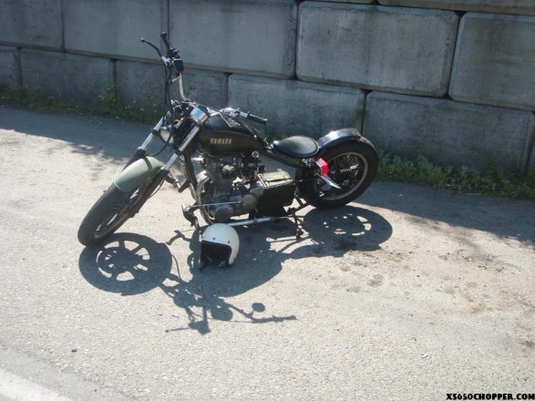 xs650 chop noid The Bastard 3 587x440 Built with a Hacksaw and a Drill Press UPDATE   Shes ALIVE
